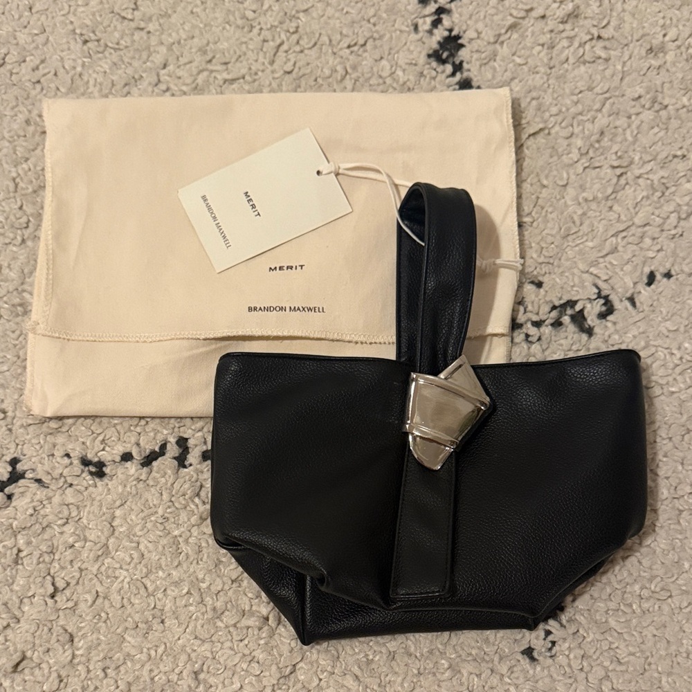 Brandon Maxwell x MERIT Signature Bag Black Clutch with Silver Accent - NEW